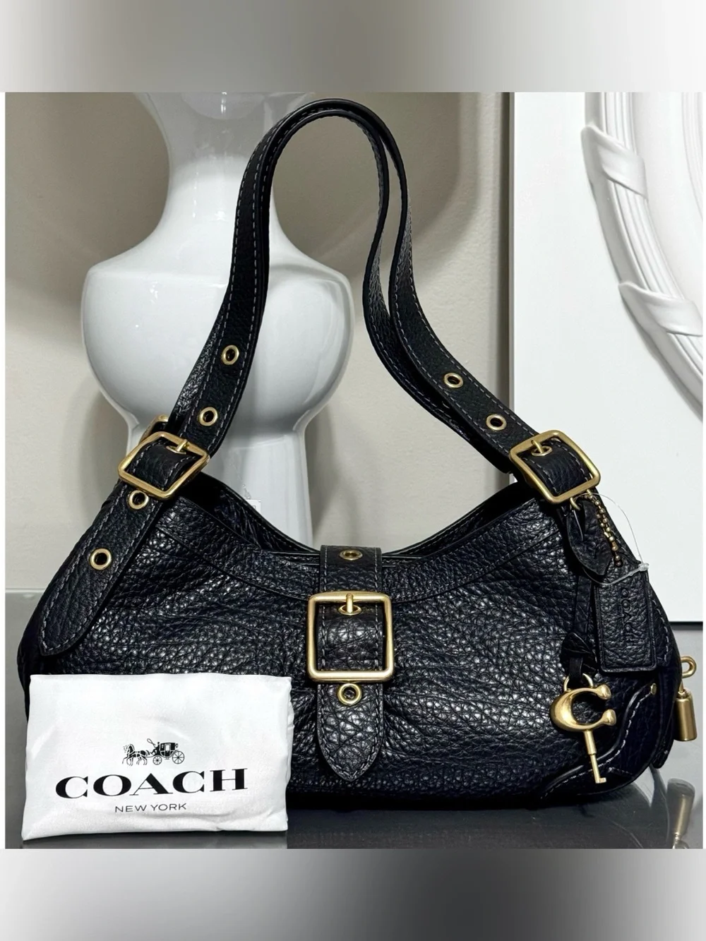 COACH Drifter Shoulder Bag 31, BLACK